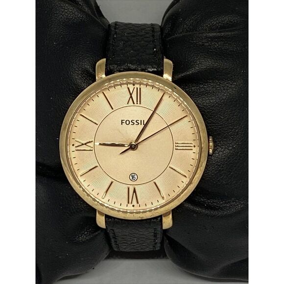 Fossil ES3707 Women's Black Leather Analog Dial Quartz Genuine Watch QB489 - Picture 3 of 12